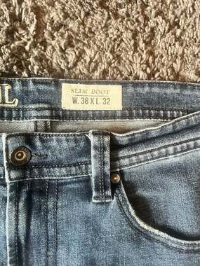 TK Axel Straight Leg Blue Jeans Stretch Denim Casual Modern Dark Wash 34 x 28